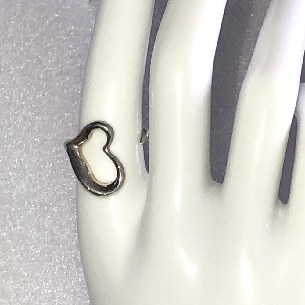 TIFFANY & CO Peretti 925 Sterling Silver Open Heart Ring Sz 7 Blue Box Dust Bag